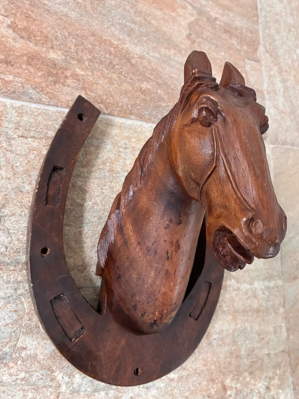 Vintage Carved Wooden Horse Head Wall Mount